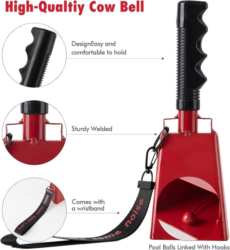 CHMI Cow Bells with Wrist Strap - Cowbell with Handle 2pcs, Customizable Cowbells for Sporting Events, for Football Games,Chimes, Percussion, Musical Instruments, Call Bell, Farm Ranch (red) - Image 5